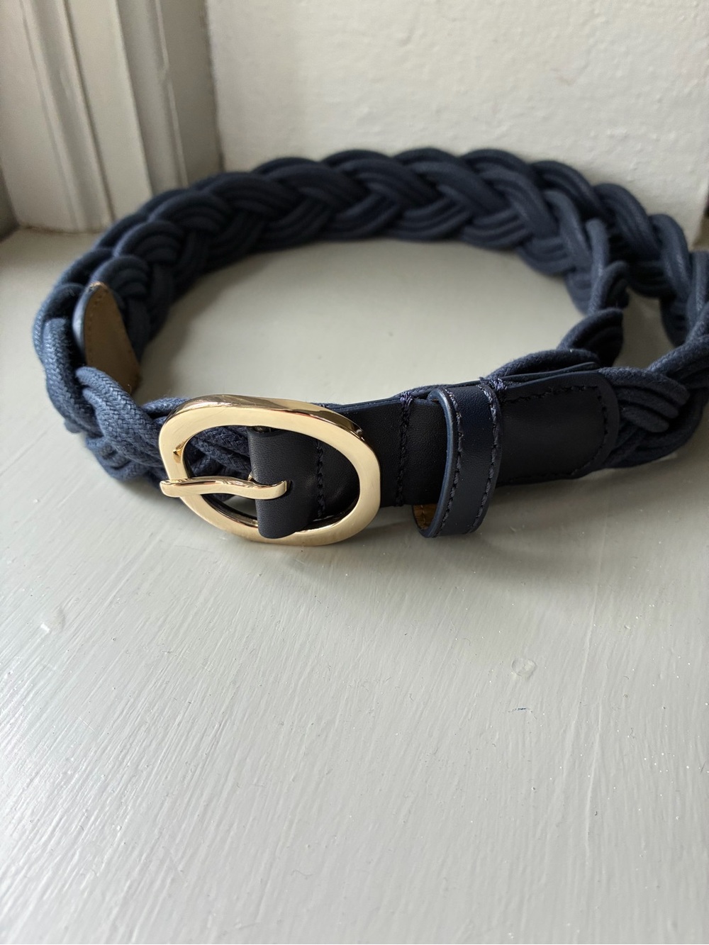 Talbots Navy Blue Braided Fabric Belt Womens XS
